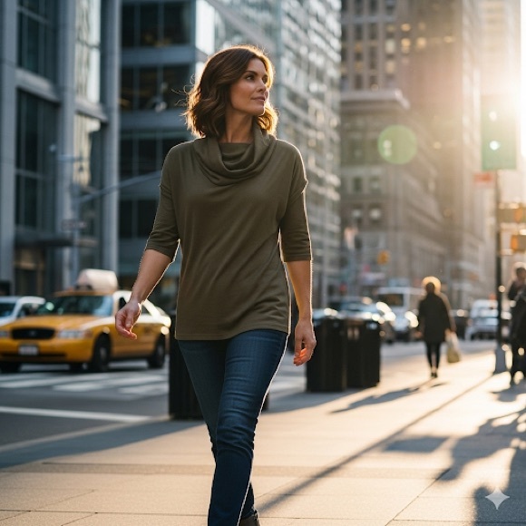 Allison Brittaney Sweaters - Turtleneck with Dolman Sleeves